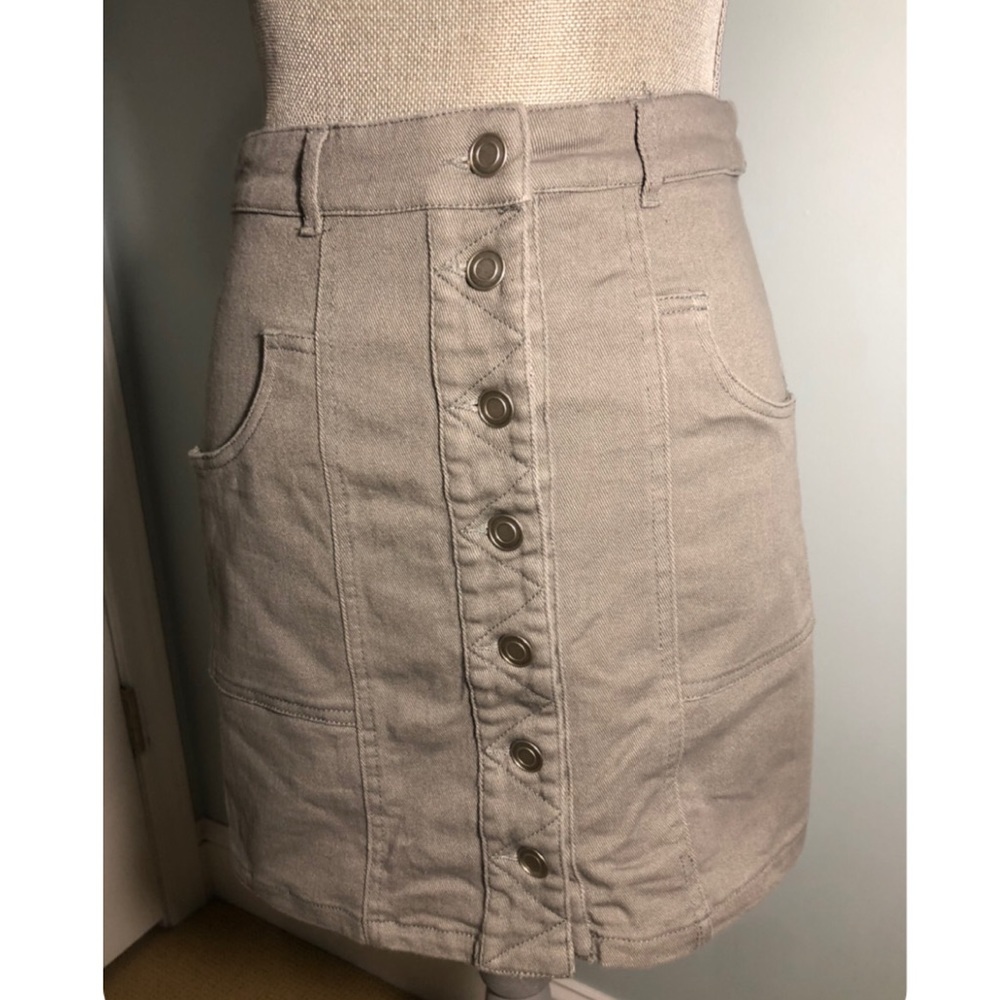 Gray Button Down Skirt